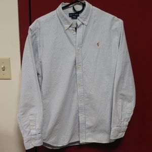 Light Blue and White Striped Ralph Lauren Oxford